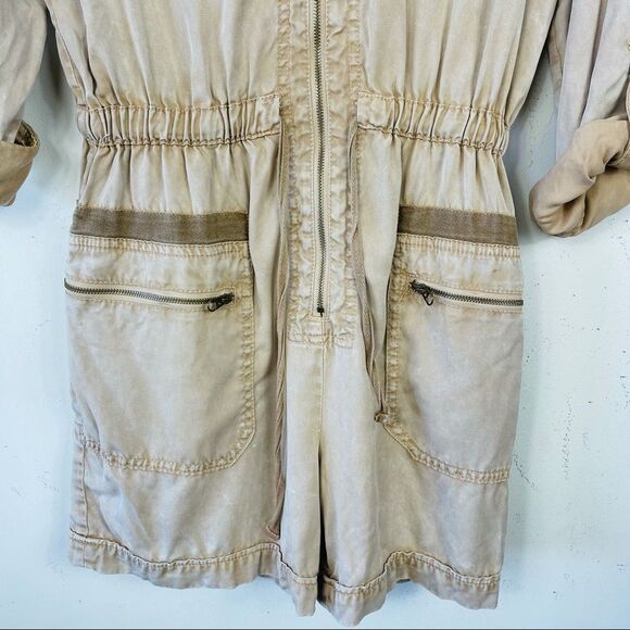 Anthropologie Ivy Utility Zip Up Tencel Romper One Piece Jumpsuit Yellow S - Picture 12 of 15
